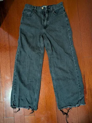PacSun Nora Wide Leg Black Frayed Hem Jeans Size 25 thumbnail 1