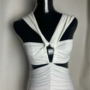 Fashion Elegant White Evening Dress body con fit mermaid dress Medium NWT thumbnail 4
