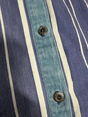 VTG Gordon & James Sleeves Denim Striped Button Down Aztec Western Top Medium thumbnail 4