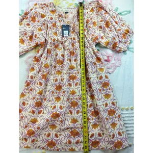 Universal Thread‎ Floral Puff Sleeve Mini Dress Cream Orange Purple XS NEW thumbnail 8