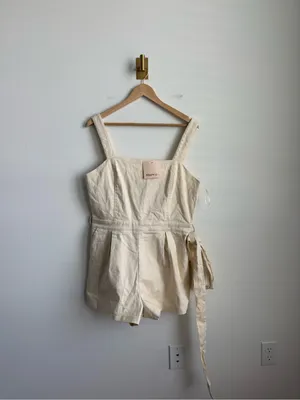 Showpo Aspatria Beige Canvas Belted Playsuit Romper NWT Size 12 thumbnail 2