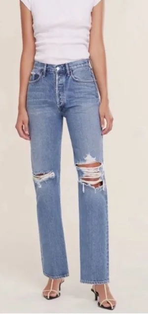 AGOLDE Agiles Lana Mid Rise Distressed Vintage Straight jeans women’s size 25 thumbnail 1