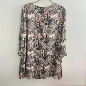 NEW Anthropologie Boho Palm Print Lace-Up Tunic Dress Size LARGE thumbnail 6