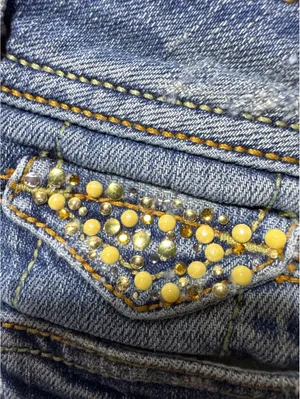 J & Company Flared Blue Jeans with Studded Pockets - Size 25 thumbnail 5