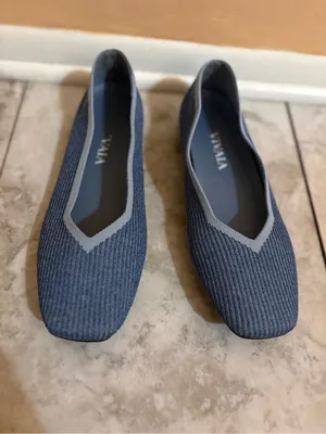 Vivaia Margot Square-Toe Flats in Denim Blue thumbnail 5