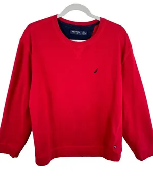 Nautica Red Crewneck Sweatshirt Womens XL Logo Pullover Preppy Classic thumbnail 1
