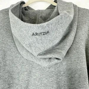 Aritzia Sweatfleece Perfect Raw Hem Hoodie Size Medium NWT Heather Dark Grey thumbnail 6