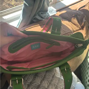 The Sak Vibrant Green Shoulder Bag with Pink Highlights thumbnail 3