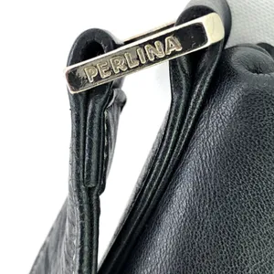 Perlina New York Soft Black Leather Shoulder Bag Purse Medium Credit Cards Zip thumbnail 3