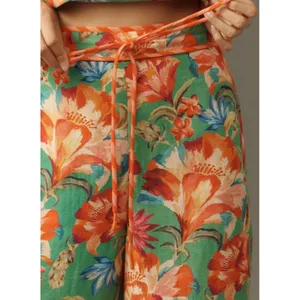 Farm Rio X Anthropologie Tie-Front Tropicart Floral Wide-Leg Pants Size S thumbnail 4