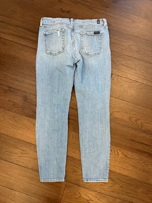 7 For All Mankind Light Blue Distressed Skinny Jeans w/ Glitter Size 30 - C8-064 thumbnail 8