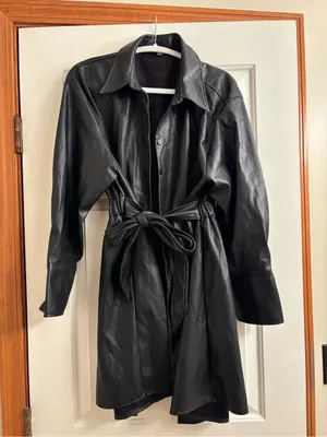 Zara Black Faux Leather Trench Coat thumbnail 1