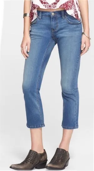 Free People ‘Slim Kick’ Crop Jeans Blue 26‎ thumbnail 1
