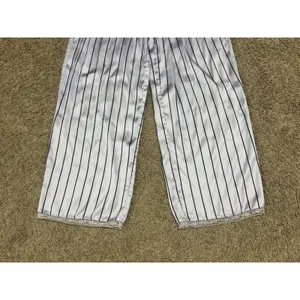 SKIMS Woven Shine Sleep Lace Pants Blue Pinstripe Satin Lounge Pajama Bottoms XS thumbnail 4