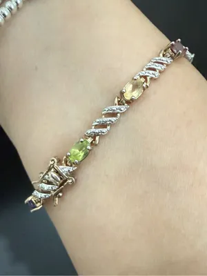 Ross Simons 925 Gold Over Sterling Silver Vermeil Multicolored Gem 7.5” Bracelet thumbnail 7