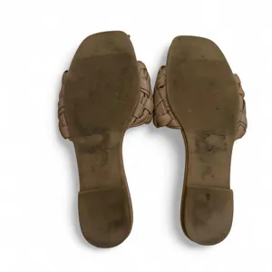 Tan leather flat sandals with braided design. A new day. Size 7. thumbnail 4