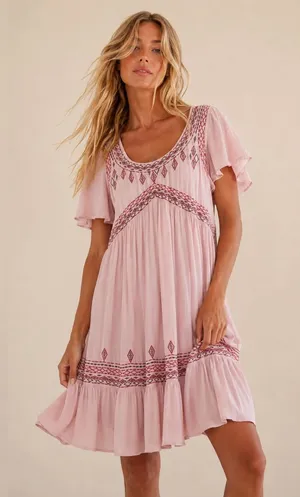 Knox Rose‎ Dress Boho Cottagecore Embroidered Ruffle Romantic Valentines Day thumbnail 1