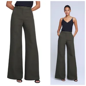 L’agence Pilar Tweed Wide Leg Pants Size 2 Green Textured Chic Quiet Luxury thumbnail 2