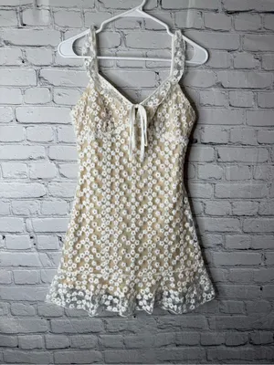 Lulus Charmaine white Floral Lace Mini Dress XS thumbnail 3
