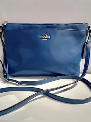 Coach East West Swingpack Crossbody Bag Blue Leather 52638 Beautiful In and Out thumbnail 3