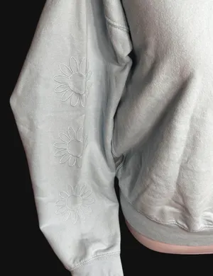 American Eagle Outfitters light blue sweatshirt with embroidered daisy design. Size - S thumbnail 2