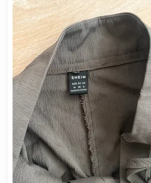 SHEIN Olive Gray Tie-Waist Wide-Leg Pants Size M / US 6 thumbnail 4