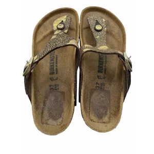 Birkenstock Gizeh Metallic Gold Splatter Leather Thong Sandals Brown EU 37 US 6 thumbnail 8