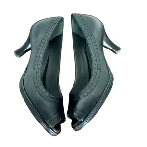 Nurture by Lamaze Sally Black Leather Peep Toe Wingtip Heels Shoes Size‎ 6 thumbnail 2