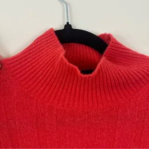 J. Crew | Coral Ribbed Turtleneck Sweater Merino Wool Blend Size XS thumbnail 3