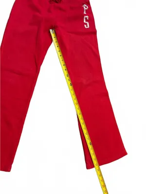 Y2K P.S. Aeropostale Red Sequin Low Rise Flare Sweatpants Girls 14 Or Women XS thumbnail 4