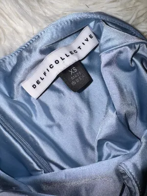 New Delfi Collective Soraya Halter Neck Satin Jersey baby blue Gown Sz XS thumbnail 7