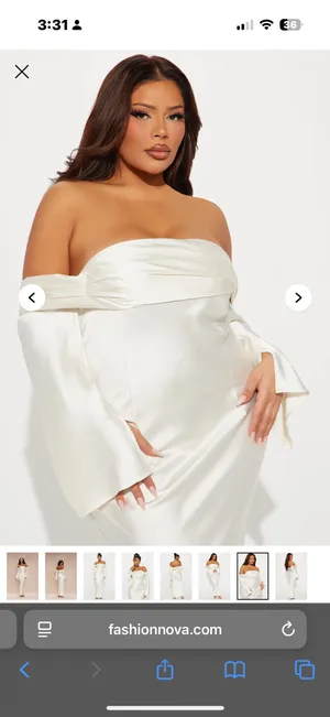 FashioNova Satin White Long Sleeve Dress thumbnail 6