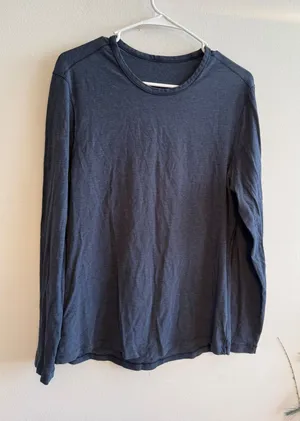 Lululemon Womens Long Sleeve Crewneck Athletic‎ Top Heathered Navy Blue 2704 thumbnail 1