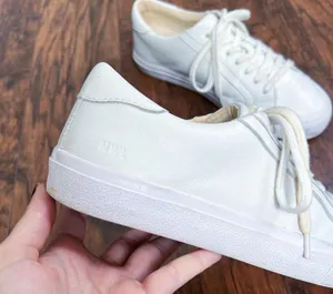 Madewell • Sidewalk Low-Top Sneakers in Leather white cream lace up thumbnail 9