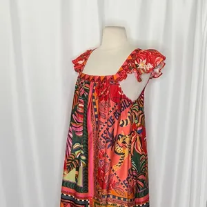 Anthropologie FARM RIO Mosaic Midi Dress Cotton Pockets Colorful Tropical Medium thumbnail 7
