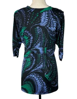 Worthington X-Large Top Abstract V-Neck Knotted Front Stretch Elbow Sleeve Multi thumbnail 4