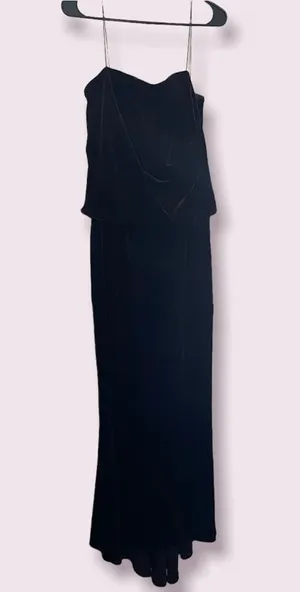 Brown velvet floor length dress thumbnail 1
