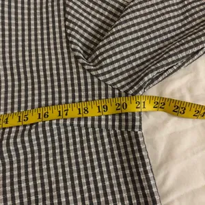 Black white gingham button up down long sleeve oversize shirt blouse priest neckline cuffed sleeves Measurement in pics, excellent condition thumbnail 4