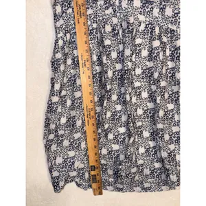 Anthropologie V-neck Plunge Tunic Mini Dress Blue White Floral Ruffle‎ Pockets thumbnail 10