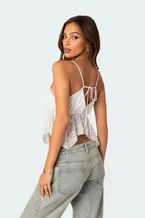 Edikted Flutter Frilled Tie Back Top White thumbnail 2
