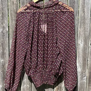 Free People black combo self Tie Blouse thumbnail 8
