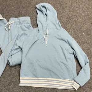 Three Dots women light baby blue sweat suit joggers hoodie size XS casual lounge thumbnail 2
