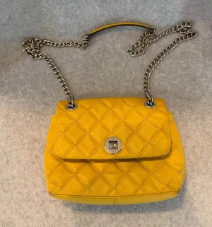 Kate Spade Yellow Quilted Leather Shoulder Bag Flap Chain Strap Crossbody Small thumbnail 1