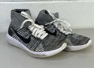 NIKE Mesh HighTop Athletic Sneakers sz 8 Gray/White 818677-101 lunarepic flyknit thumbnail 1