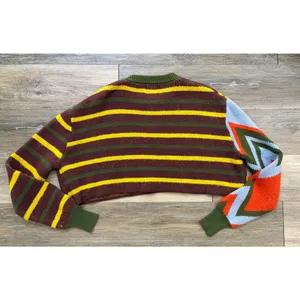 BDG Urban Outfitters Cropped Graphic Sweater Womens Small Retro Pattern Knit thumbnail 4