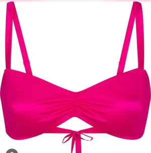 SKIMS Woven Shine Tie Back Bralette in Raspberry thumbnail 1