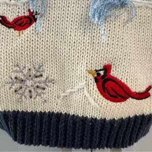 Quacker Factory Snowman Winter Cardigan Sweater‎ Appliqué Beads Colorful Large thumbnail 6