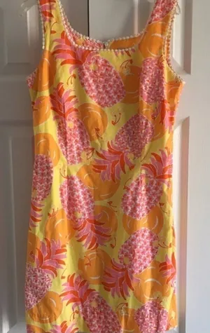 Vintage Lilly Pulitzer Sunrise Pina Colada Shift Dress Pineapple Print Size 2 thumbnail 1