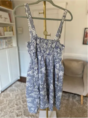 American Eagle Gingham Mini Dress Ditsy Floral Smocked Cottagecore Babydoll M thumbnail 3