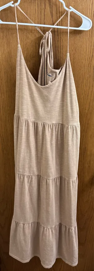 Tan Old Navy Tiered Criss Cross Back Dress thumbnail 1